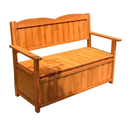 Banc de rangement extérieur, boîte de terrasse de jardin en bois avec dossier, banc de patio 2 places pour outils de jardin et jouets de piscine, capacité de poids de 250 kg