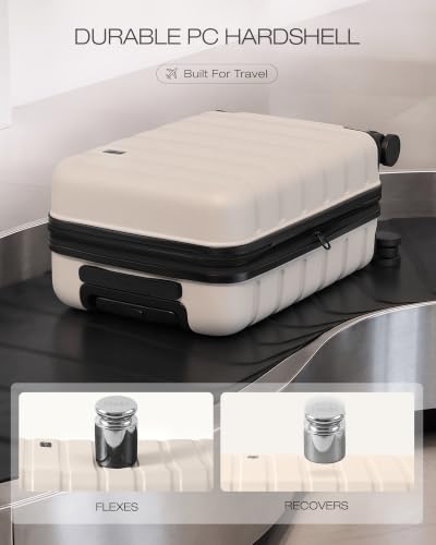 Image of Coolife Luggage Set, 3 Piece Lightweight Durable Hardshell, Matte White