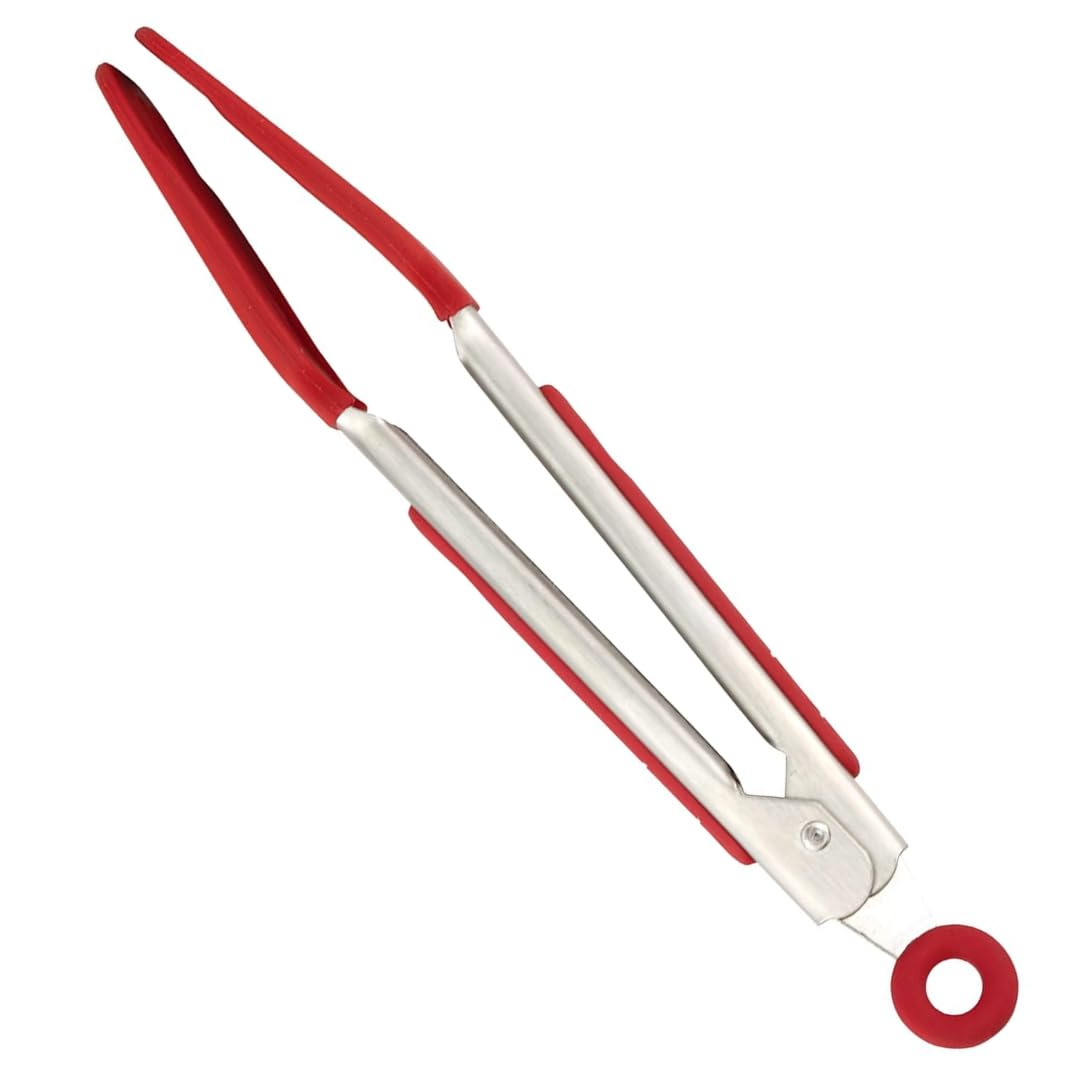 Tovolo Mini pinzas giratorias, cabeza plana de silicona, mecanismo de fácil bloqueo, agarre antideslizante de silicona, pinzas de silicona para cocinar y asar, sin BPA y apto para lavavajillas