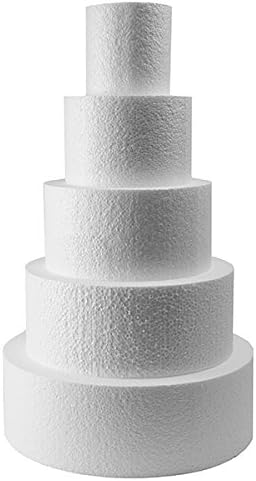 Global Sugar Art Cake Dummy Round 4 Inch High, Even Set of 5, 4-12 Inches