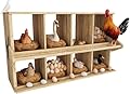 Chicken Nesting Box, 8 Compartment Wooden Nesting Boxes for Chickens with Perches, Floor/Stand/Wall Mount Large Chicken Nesting Boxes for Small & Medium Poultry