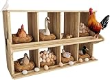 Chicken Nesting Box, 8 Compartment Wooden Nesting Boxes for Chickens with Perches, Floor/Stand/Wall Mount Large Chicken Nesting Boxes for Small & Medium Poultry