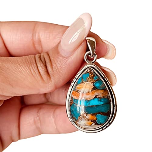 Spiny Oyster Turquoise Pendant, 925 Silver Pendant, Women Jewelry, Gemstone Necklace, Boho Pendant Necklace, Turquoise Pendant For Women, Spiny Oyster Jewelry, Engagement Gift #TOP6