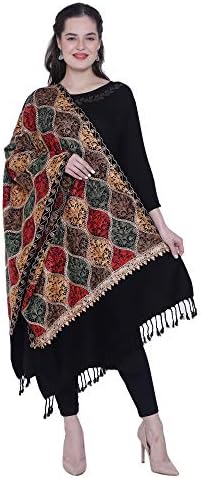 SWI WITH LABEL Women's Kashmiri Aari Embroidered Wool Stole