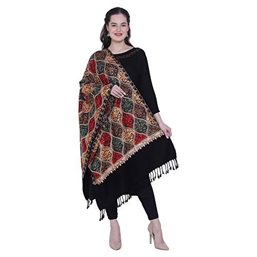 SWI WITH LABEL Women's Kashmiri Aari Embroidered Wool Stole (Kp102)