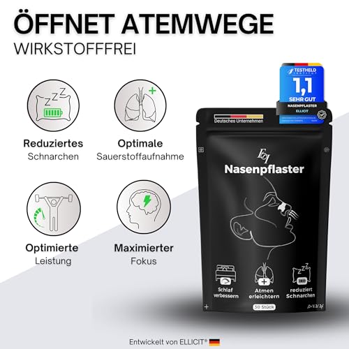 Nasenpflaster gegen Schnarchen Ellicit 30er Pack Schwarz