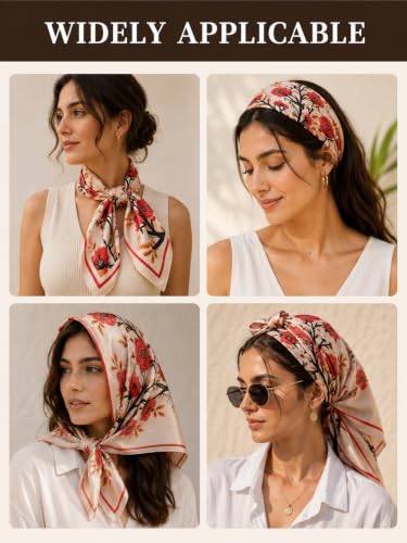 Image of Ravaiyaa - Attitude is everything Women Printed Silk Bandana 21 x 21 Inch Square Headband & Hair Wrap, Soft & Versatile | Fashion Neck Wrap