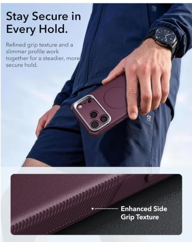 Image of ESR for iPhone 17 Pro Max Case Flex Stand, for MagSafe, Rugged, Burgundy | Camera Control, 7X Military-Grade Drop Protection, Magnetic Phone Case, Shock-Absorbing Rugged Cover, Dustproof Port Cover