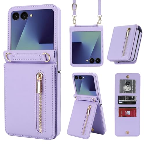 Coque pour Galaxy Z Flip 7 protégeant l'écran avec porte-cartes