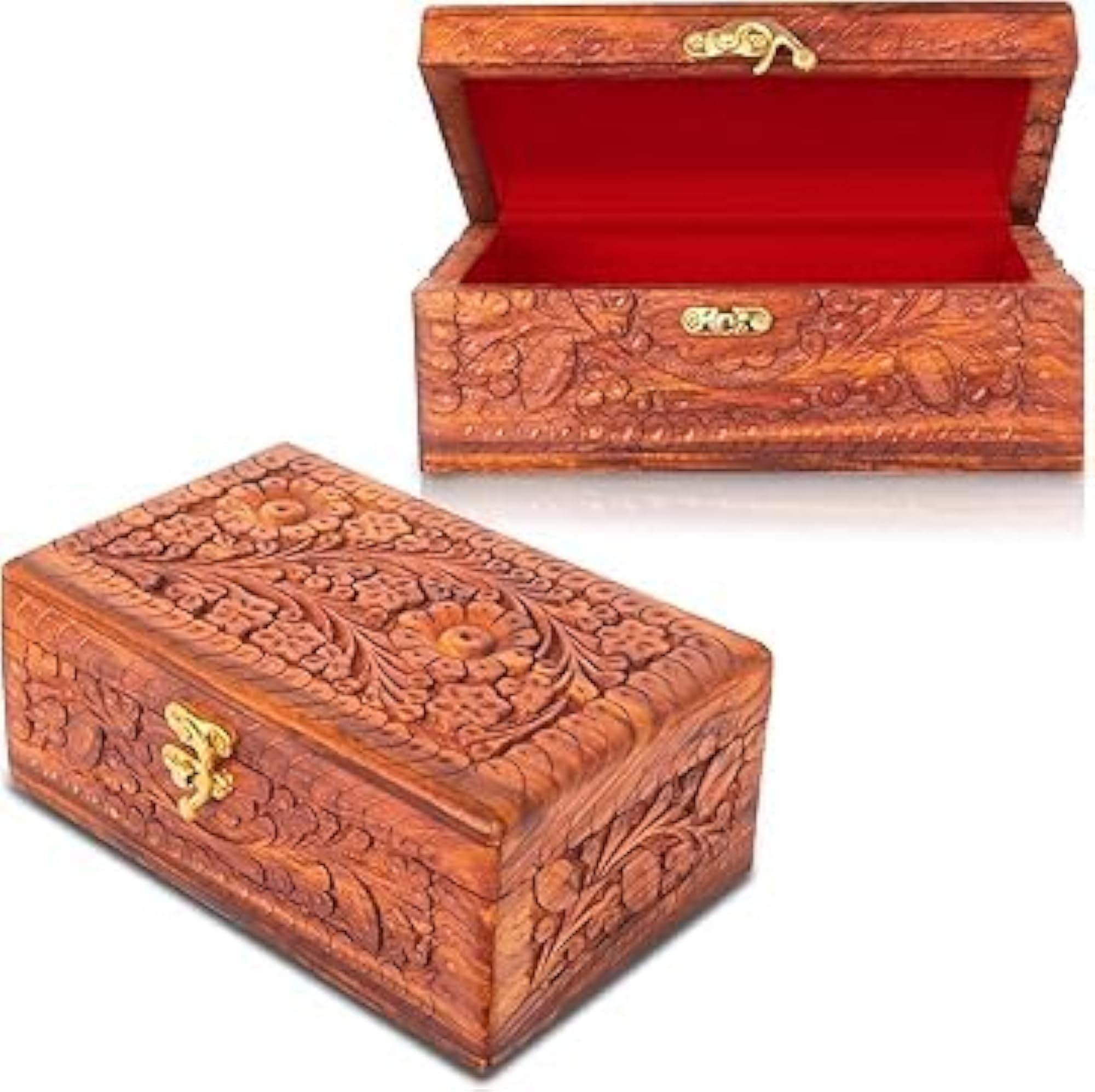 Handmade Wooden Jewellery Box with Brass Work
