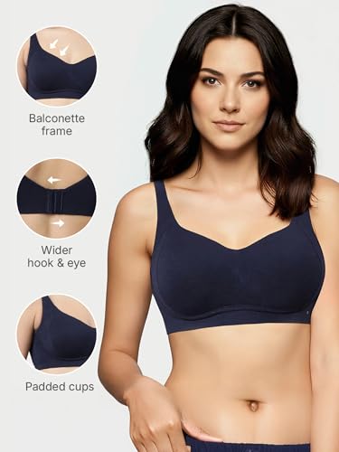 Image of Enamor Bamboo Cotton A077, Side Support, Everyday Women's T-Shirt Bra - 3X Softer, 4X More Absorbent, Antimicrobial, Padded, Wirefree, Full Coverage