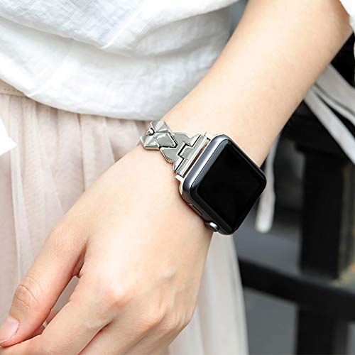 Pulseira de metal compatível com pulseiras Apple Watch 38 mm, 40 mm, 42 mm, 44 mm, pulseira de subst