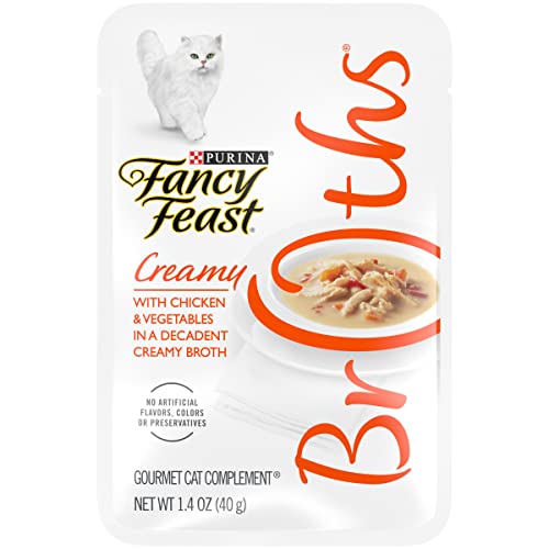 Purina Fancy Feast Limited Ingredient, Grain Free Wet Cat Food Complement, Broths Creamy With Chicken - (16) 1.4 Oz. Pouches #TOP26