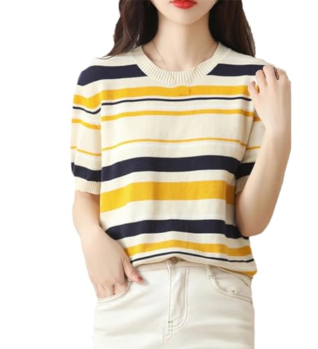 Haut à manches courtes pour femmes Kelsiop : t-shirt d'été ample en coton doux