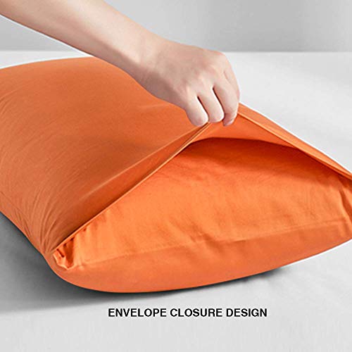 FLXXIE Microfiber Pillow Cases Standard Size, Soft Pillowcases with Envelope Closure, Wrinkle, Stain Resistant Pillow Covers, 20x26, Orange