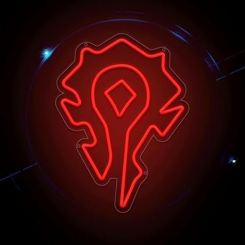 World Warcraft Neon Signs Horde Logo Neon Lights Warcraft Gifts Game Room Home Bar Man Cave Living Room Decor Gift Idea for Birthday Christmas Teens Friends Cover
