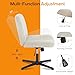 Criss Cross Chair Legged Office Wide Comfy Desk Seat, No Wheels Armless Computer Task Seating, Swivel Vanity Home Height Adjustable