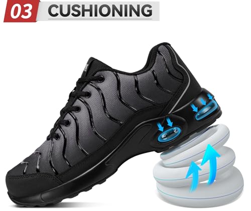 Image of LARNMERN Cushioned Steel Toe Shoes for Men Safety Toe Tennis Sneakers | Breathable ASTM Wide Toe Lightweight Puncture Proof Fashional Style Comfort Slip Resistant