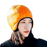 Waterfowl Down Ear Flap Hat, Ultra-Light Thermal Cap for Outdoor Cycling & Mountain Hiking (Orange)