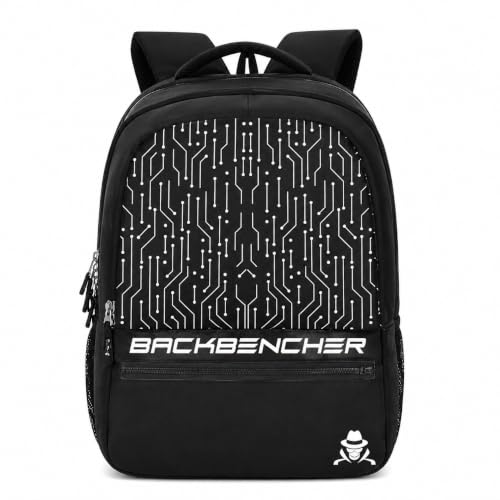 Image of Black Backbencher Printed Backpack for Girls & Men | Stylish Design School Bag with Spacious Compartments, Front Zipper Pocket Shoulder Straps | Casual for School, College, Tuition & Travel