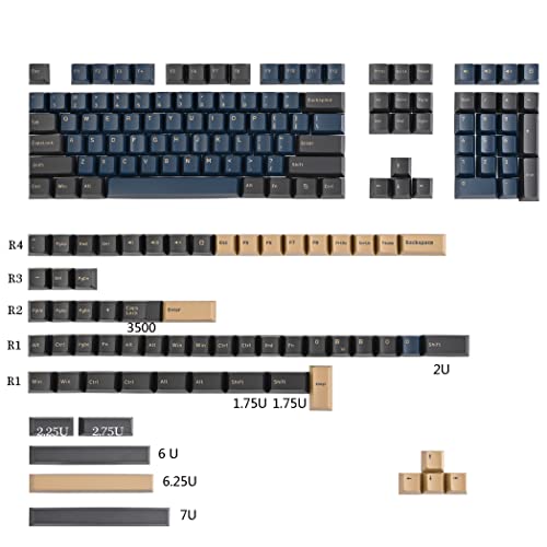 Image of Guffercty kred XDA Profile Minimalist White Keycaps 75 Percent Dye-sub PBT Keyboard Caps with ISO Keys for MAC 60% 65% 75% 96% Mechanical Keyboard (Minimalist-A Japanese) (Blue Samurai)