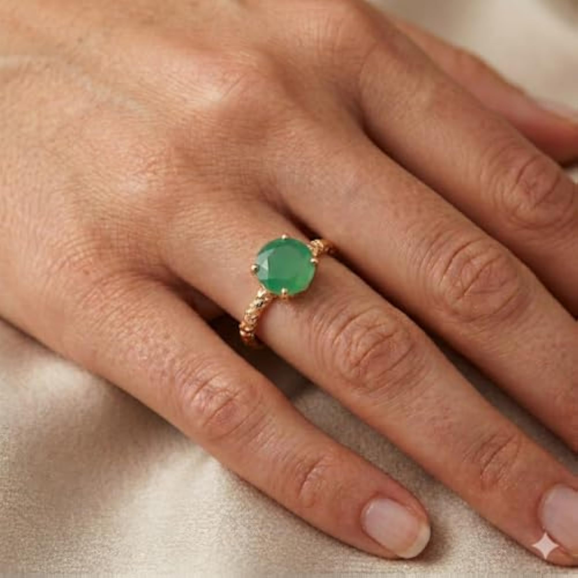 Women's 925 Sterling Silver Chrysoprase Ring, Elegant Statement Design