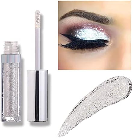 Coalitione Liquid Eyeshadow 12 Colors Long Lasting Waterproof Shining Shimmer Glitter Eyeline liquid Matte Eyeshadow ,Girls Silver Liquid Eyeshadow for Party Festival Makeup Beauty