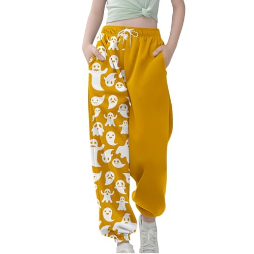 Sweatpants for Girls Baggy Casual Halloween Elastic Waist Trousers Wide Leg 𝗗rawstring Jogger Pants with Pocket2