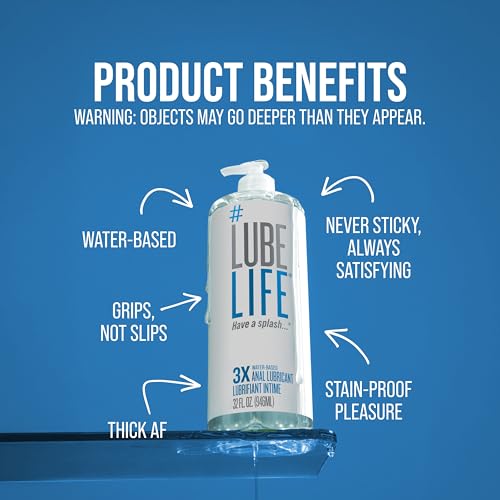 Image of LUBELIFE 3X Anal Lubricant, Thicker Water-Based lube for Men, Women and Couples, Extra Protection, Non-Sticky, Smooth Glide, 32 Fl Oz