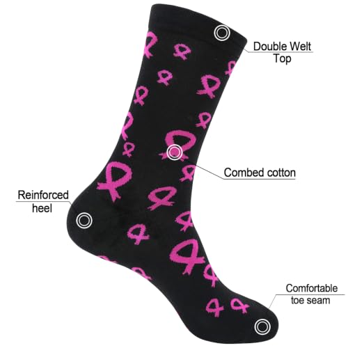 Image of Breast Cancer Awareness Socks for Men Youth Boys Pink Football Softball Soccer Softball Baseball Accessories Socks