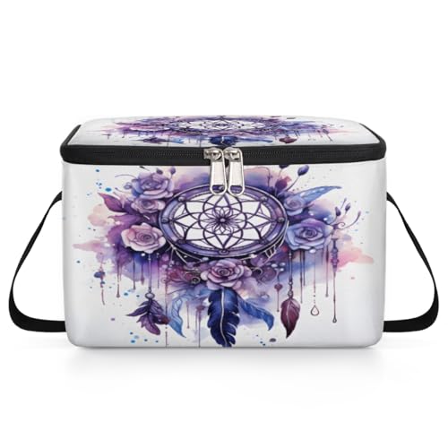 GzLeyigou Indian Dreamcatcher Lunch Bags for Women Men 9 Cans, Hot & Cold Food Delivery Bag Insulated Grocery Bag Insulated Lunch Box Dream Catcher Cooler Bag for Office Work Picnic Beach