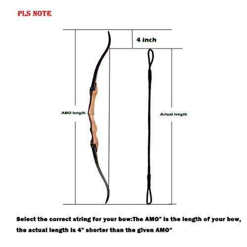 Dostyle Handmade Replacement Archery Bowstring For Traditional Recurve Bow Longbow Horsebow All Length Sizes From 44"-68 (Black, Amo 56" (Actual 52")) #TOP1