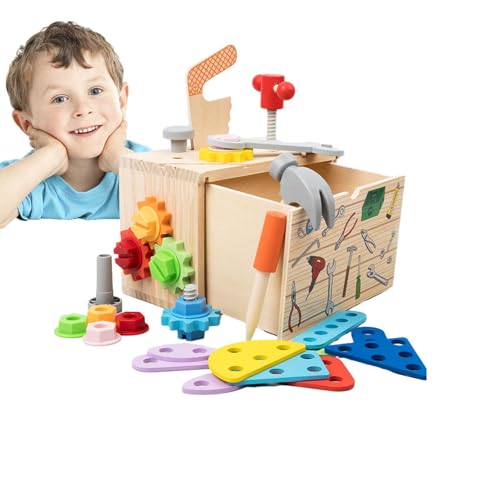 Juego de herramientas de madera para niños, kit de herramientas para niños pequeños,Juego de herramientas de simulación Juego de herramientas de madera - Juego de rol Juguetes educativos STEM Aprendiz