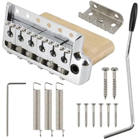 Domofa Tremolo Bridge for PRS Style Electric Guitar, 52.5mm Full Solid Brass 6-Screws Tremolo Bridge (Silver) Cover