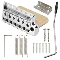 Tremolo bridge compatible with PRS style electric guitar or other similar style guitar. String spacing: 52.5mm (2-1/16" ), screw spacing: 52.5mm (2-1/16"),6 screw vibrato bridge plate, the type of strings come up from the bottom of the tremolo bridge...
