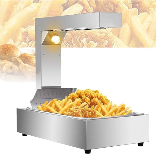 Food Warmer Lamp with Heating and Lighting, Removable Oil Filter Tray, for Commercial and Home Use