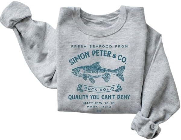 FITIN Vintage Simon Peter & Co Graphic Crewneck Sweatshirt, Christian Fisherman Faith Inspired Design, Unisex Pullover