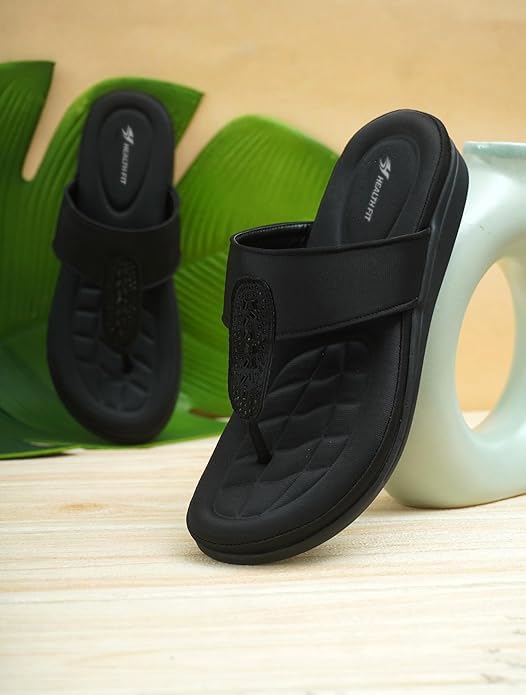 Image of HEALTH FIT EXTRA SOFT Women's Comfortable Memory Foam Doctor Slippers /Flip-Flops|Fashionable Casual & Stylish|Lightweight & Breathable|Outdoor Synthetic Casual Chappals Sandals Ladies & Girls HF23