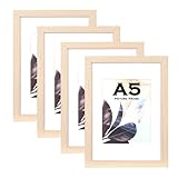 Natural Wooden A5 Picture Frame Set of 4, Freestanding and Wall Mountable