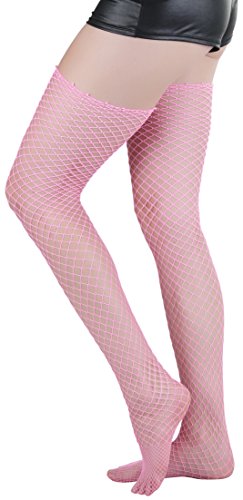 Image of ToBeInStyle Women's Seductive Punk Rock Basic Unfinished Rawedge Fishnet Thigh Highs