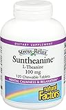 Stress-Relax Chewable Suntheanine L-Theanine 100 mg by Natural Factors, Non-Drowsy Stress Support for Mental Calmness and Relaxation, Tropical Fruit Flavor, 120 Tablets