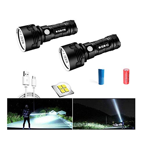 Waterdichte led-flitslicht, hoge prestaties, 30.000 – 10.000 lumen, 3 modi, hoge helderheid, USB-opladen, voor outdoor, camping, sport. (50 W-P70, enkele lithiumbatterij)
