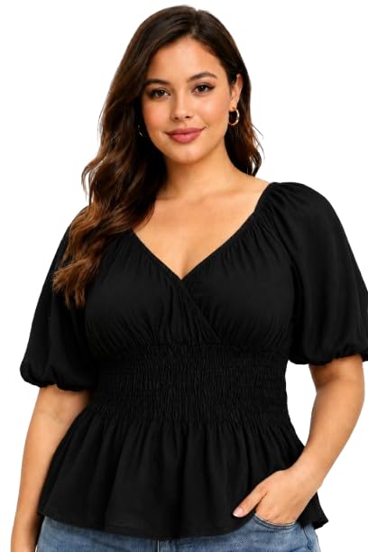 nobarr Women's Black Smocked Cotton Top-picture-31