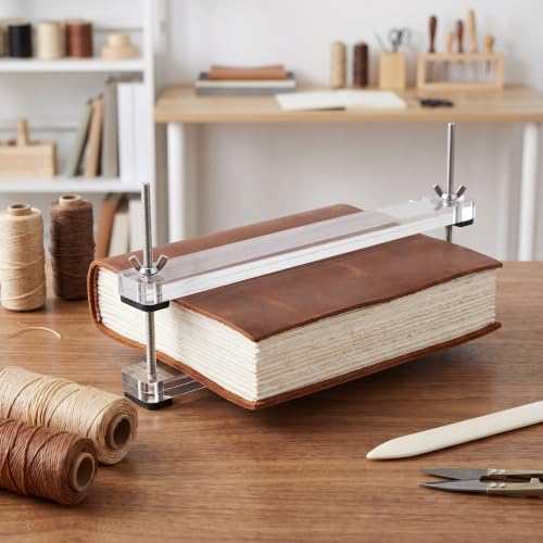 PATKAW Acrylic Bookbinding Press Clamp Even Pressure Paper Positioning Tool for Handmade Book Repair Easy One-handed Operation Bookbinding Tools Set for Crafting