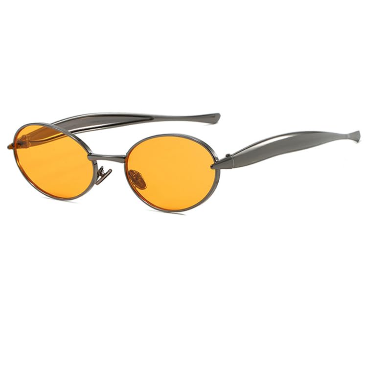 bullabulling Trendy Small Oval Sunglasses For Women Men Gold Metal Frame Vintage 70s Sun Glasses Black UV400 Shades