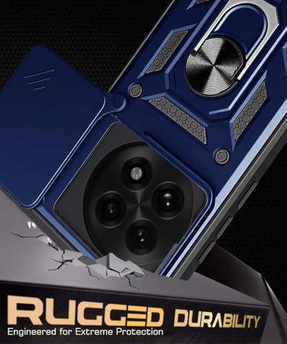 Image of WOW IMAGINE Tough Armor Bumper Mobile Back Case for 1+ OnePlus 13 5G | Sliding Camera Shield Cover | Shock Proof 360 Protection | Hybrid PC + TPU | Ring Holder with Kickstand - Blue