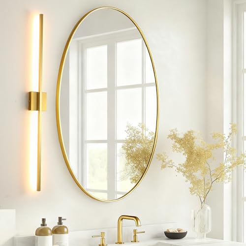 Image of Wall Sconces Set of Two, LED Dimmable Sconces Wall Lighting, Brushed Gold Modern Wall Sconce Light for Bathroom, Living Room, Bedroom, Hardwied 3000K 40''