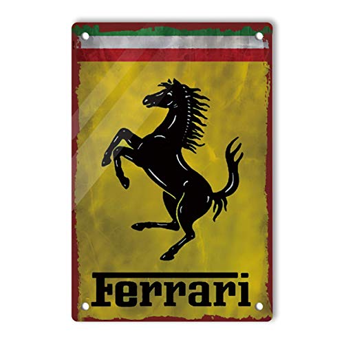 Ovonetune Plaque en métal Ferrari rétro - Décoration murale pour maison, bar, restaurant, café, pub, 30,5 x 20,3 cm