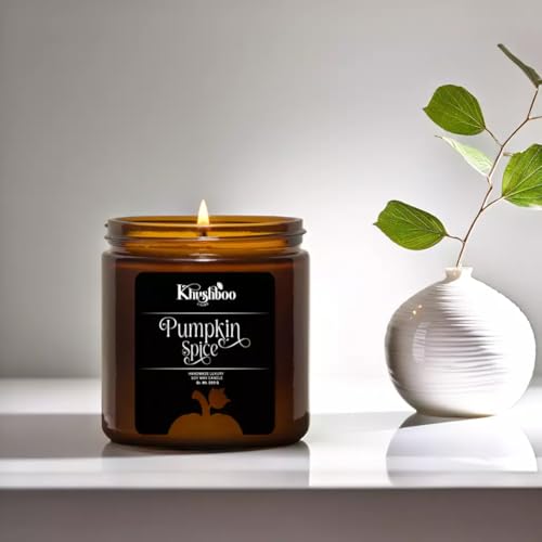 Image of Scented Soy Wax Candle Luxury Jar for Home Decor & Aromatherapy | Relaxing Aroma Candle | 200 Gm | 25+ Hours Burn Time | Smoke Free & Non-Toxic (Set of 2 Pumpkin Spice +Jasmine Oud)