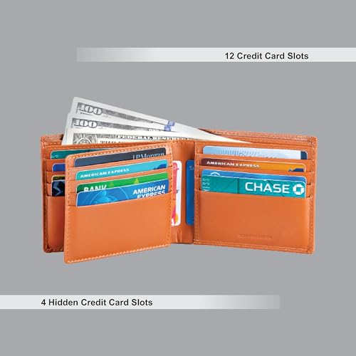 Alba Classic Bifold VT Leather Wallet For Men II Handmade II Minimalist II RFID Protected (Tan)3